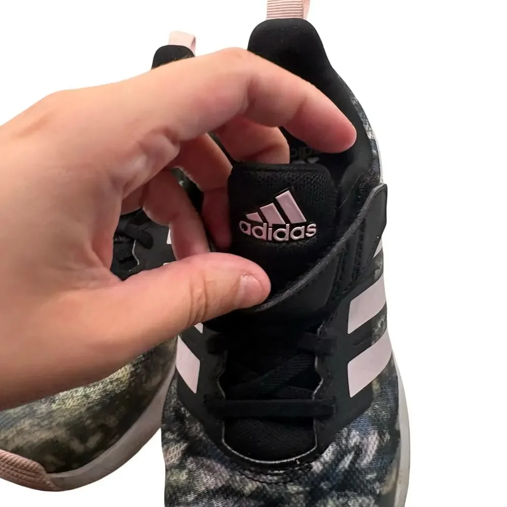 adidas Size 2 Green Camo Athletic Sneakers Lightweight Breathable Mesh Shoes